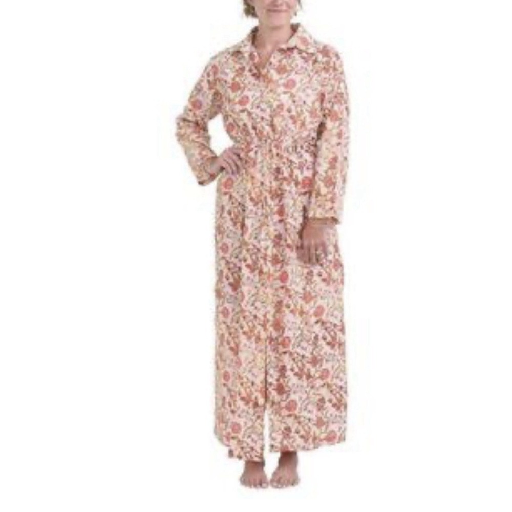 Pomegranate Mila Floral Blush Maxi Shirt Dress Women Size Medium Boho Cotton NWT